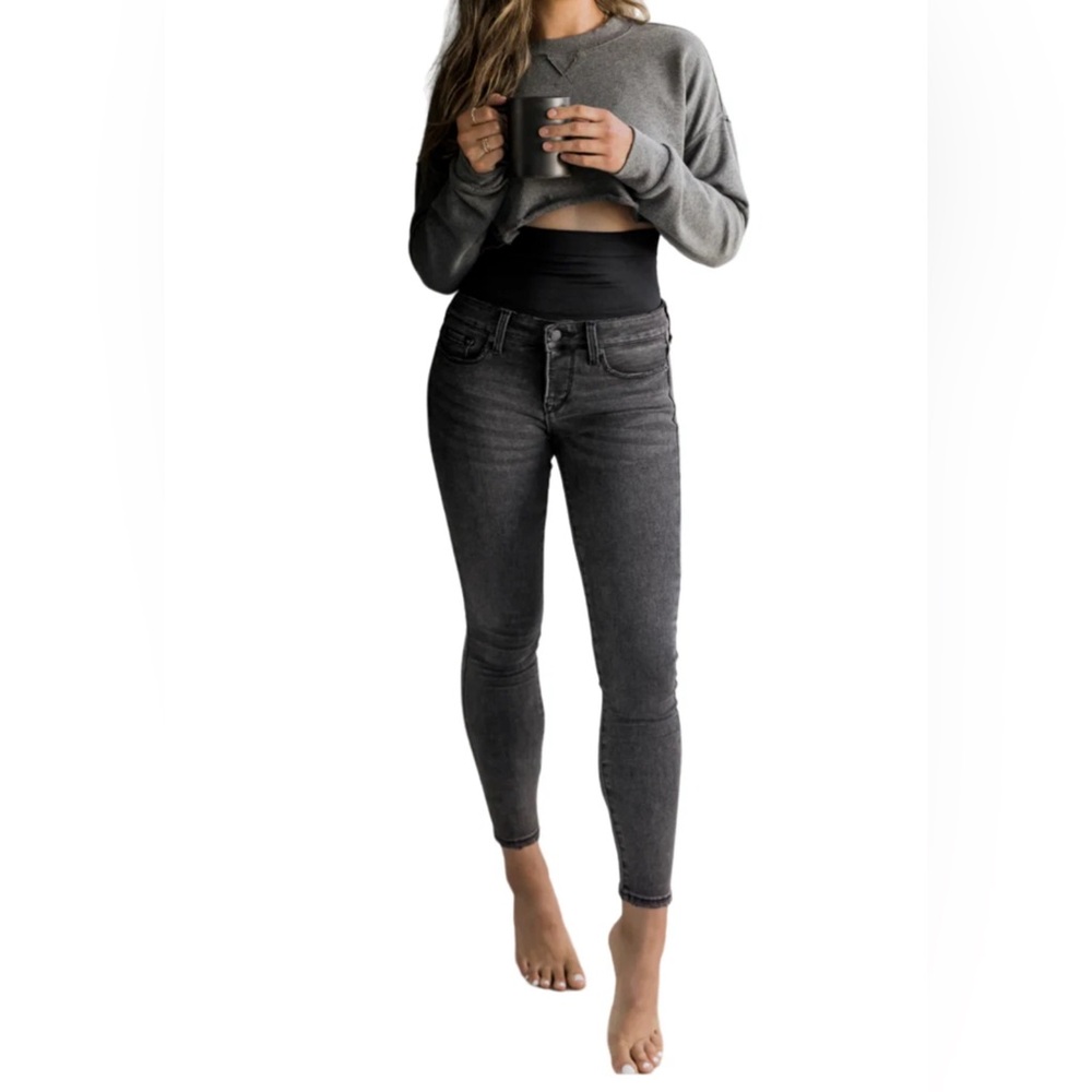 Blanqi Denim Postpartum Support Skinny Jeans size 0 charcoal gray wash